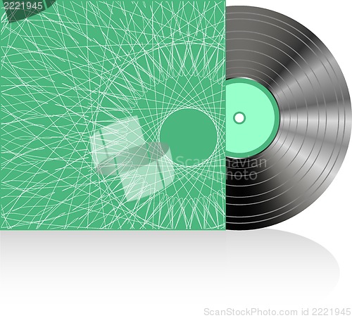 Image of vinyl record disc green with cover isolated