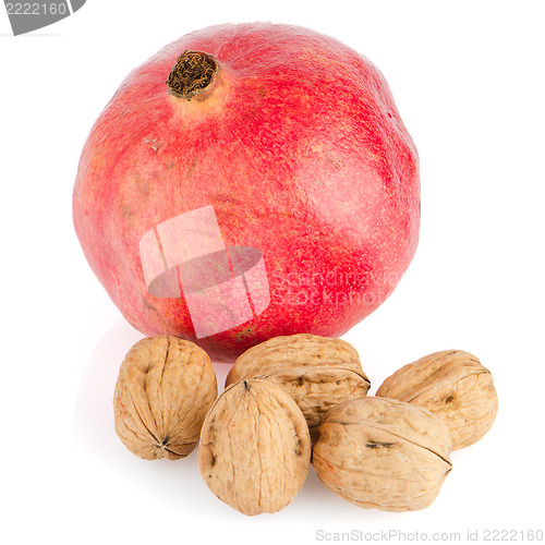 Image of Ripe pomegranate fruit and nuts