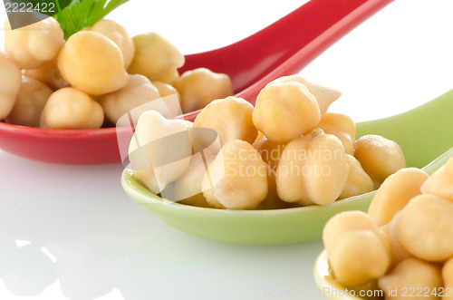 Image of chickpeas over spoons