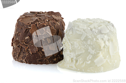Image of White and brown chocolate candies