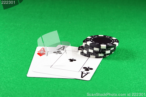 Image of Poker - A Pair of Aces with Poker chips