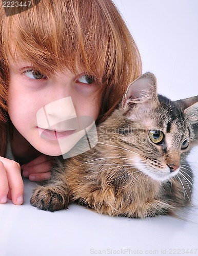 Image of cat and child