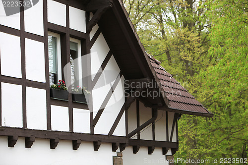 Image of Detail of a timber frame house