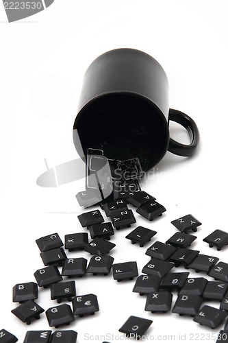 Image of chaos black keyboard keys in the pot