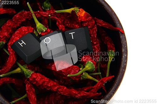 Image of chili and keyboard keys - hot 