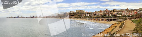 Image of a panoramic view of Miracle Beach and the city of Tarragona, Spain