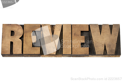 Image of review typography in wood type