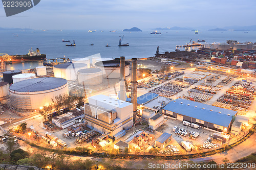 Image of Oil tanks at night in Hong Kong