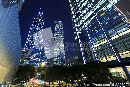 Image of Modern buildings at night