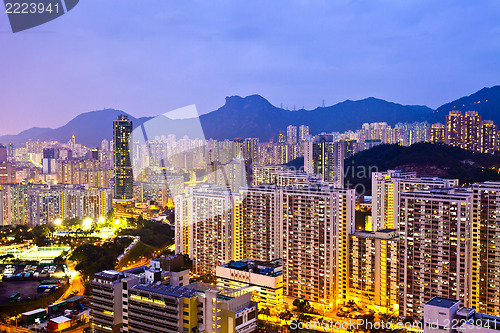 Image of Hong Kong crowded buildings under Lion Rock Hill