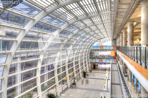 Image of Train station with moving passengers