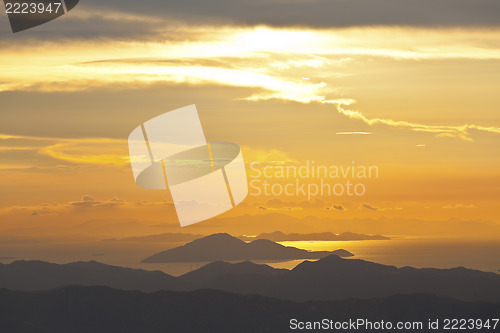 Image of Sunset at mountains and coast