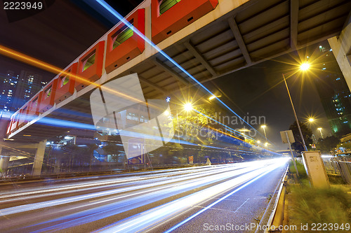 Image of Traffic in city at night