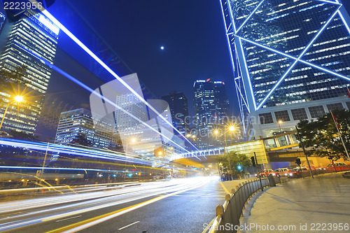 Image of Busy traffic at night in Hong Kong