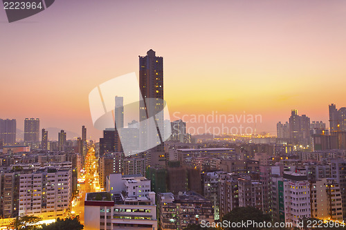 Image of Hong Kong downtown at sunset