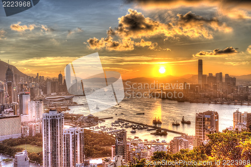 Image of Hong Kong city at sunset