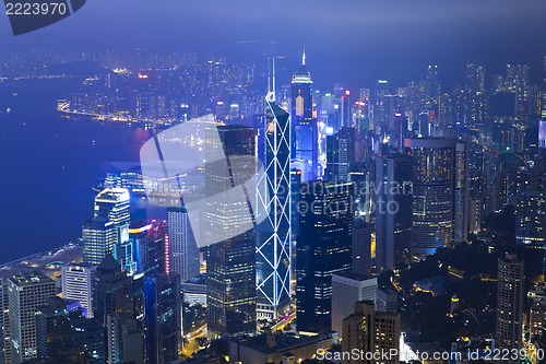 Image of Hong Kong office buildings at night