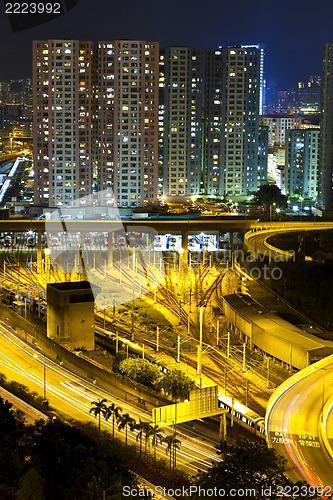 Image of Hong Kong busy downtown at night