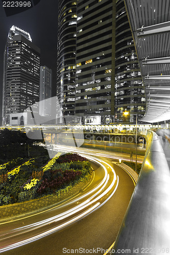 Image of Traffic in downtown at night