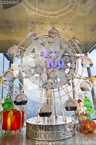 Image of Ferris wheel at Christmas in Hong Kong