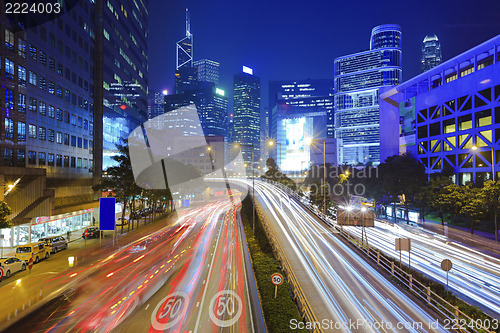 Image of Traffic in city at night