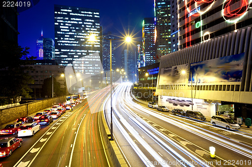 Image of Traffic in modern city at night