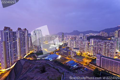 Image of Hong Kong apartments at night