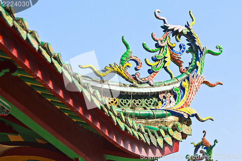 Image of Colorful dragon statue on china temple roof