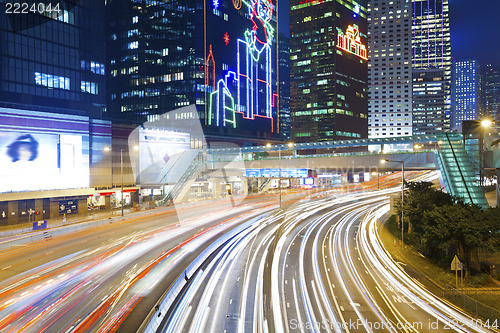 Image of Traffic in Hong Kong at night