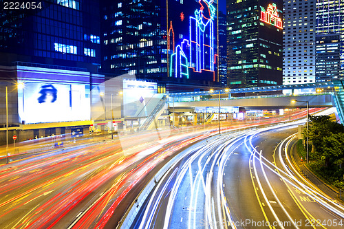 Image of Dramatic traffic in Hong Kong at night