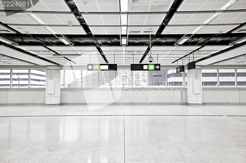 Image of Wide angle view of modern metro station 