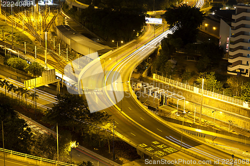 Image of Traffic highway in Hong Kong at night