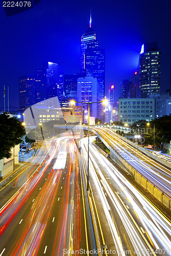 Image of Busy traffic at night in Hong Kong