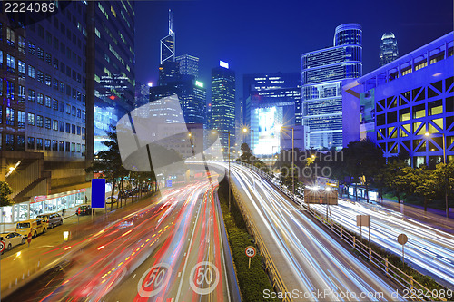 Image of Traffic in city at night