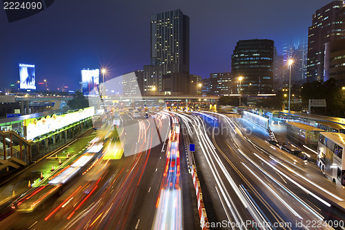 Image of Traffic jam at night in Hong Kong