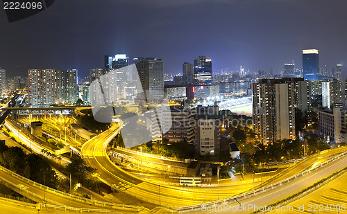 Image of Traffic in Hong Kong at night