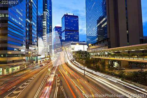 Image of Busy traffic in Hong Kong at night