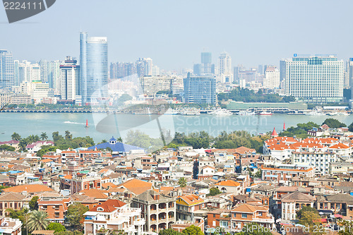 Image of Xiamen aerial view from Gulang-yu island, China