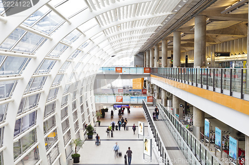 Image of Train station with moving passengers