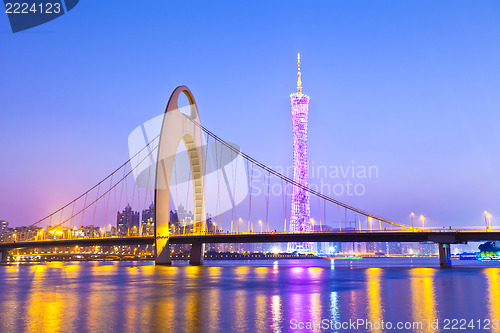 Image of Guangzhou bridge at night in China