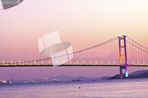 Image of Bridge in Hong Kong at sunset