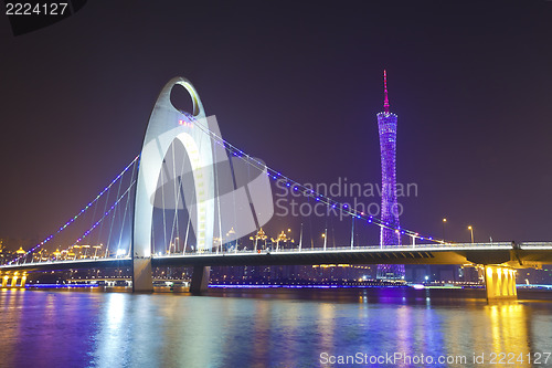 Image of Guangzhou at night, China.