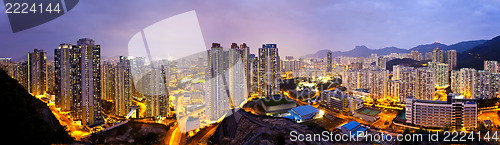 Image of Hong Kong apartments at night, under the Lion Rock Hill.