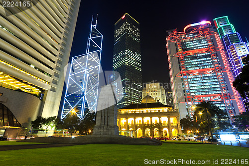 Image of Hong Kong buildings at night