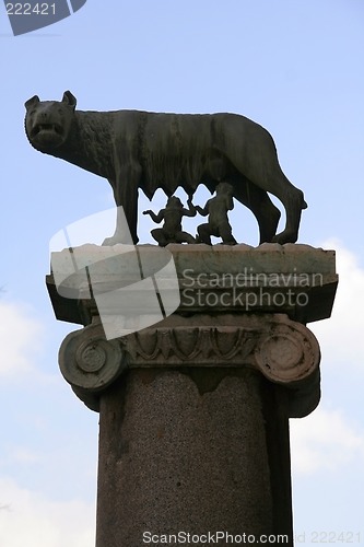 Image of Romulus and Remus fed by she-wolf