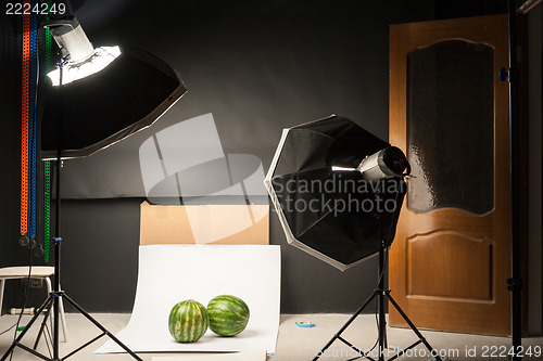 Image of water-melon in a photographic studio on a white background