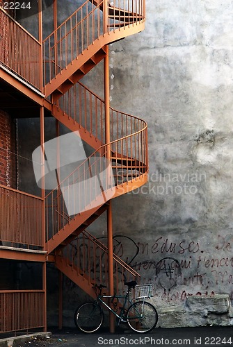 Image of Bike and a stairway in Montreal