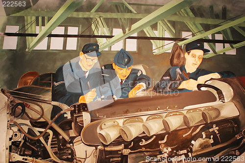 Image of Painting of Royal Canadian Air Force officers at the Greenwood A