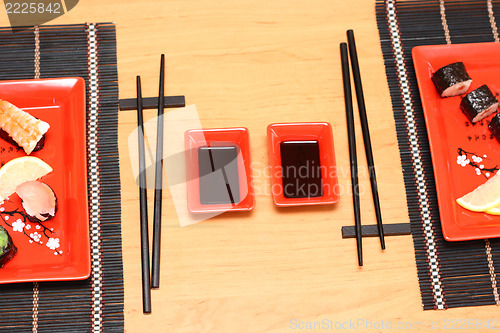 Image of  red plate of sushi 
