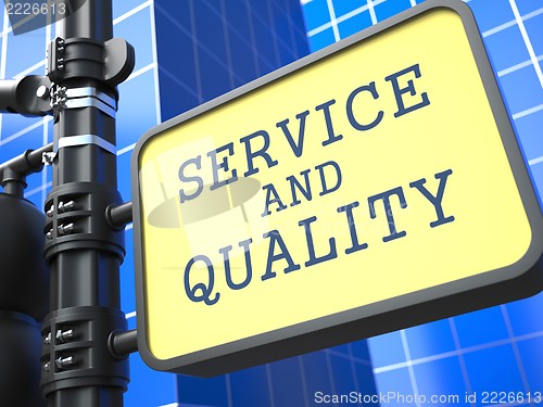 Image of Business Concept. Service and Quality Waymark.